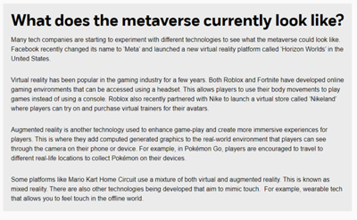 January Update - the Metaverse